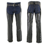 Milwaukee Leather LKM5722 Men's Black Premium Leather Dual Comfort Motorcycle Biker Rider Chaps