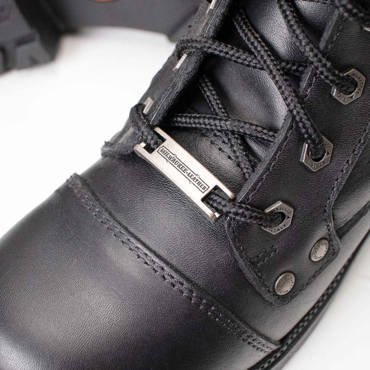 Milwaukee Leather MBL9328 Women's Black Premium Leather Lace-Up Motorcycle Riding Boots w/ Inside Zipper