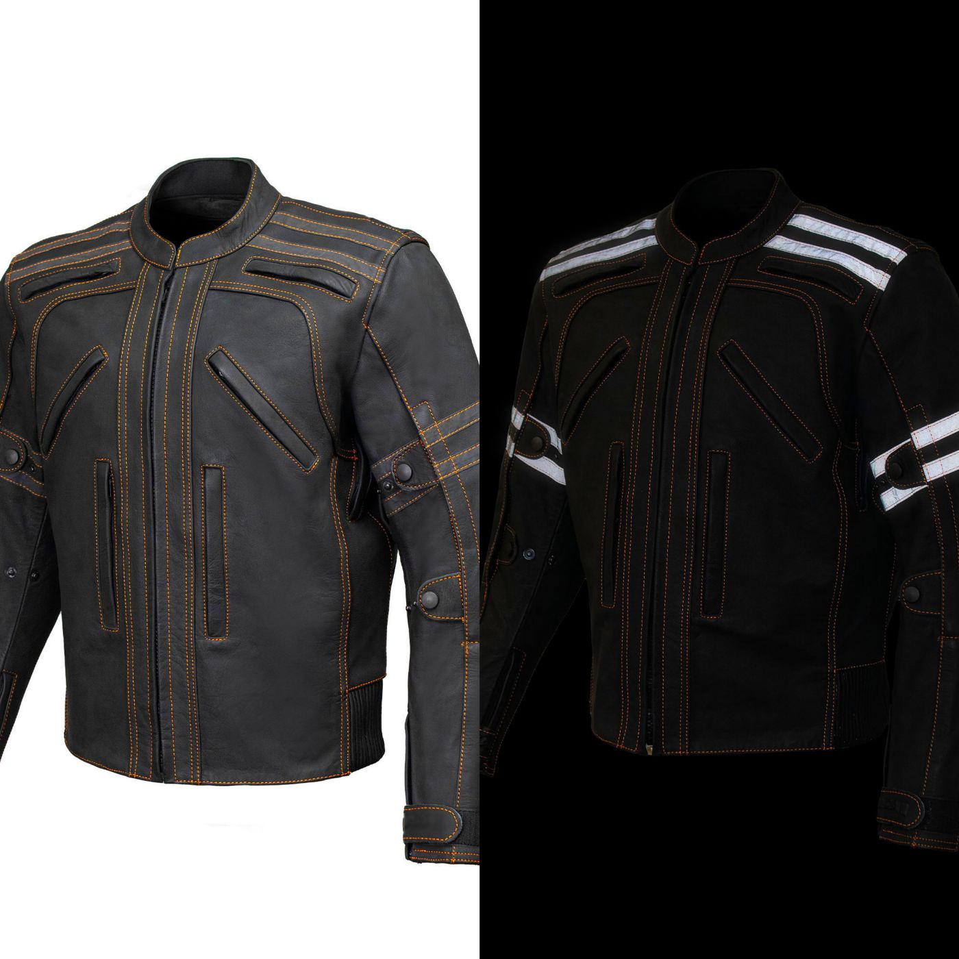 Milwaukee Leather Men's Matte Black Street CE Armored Motorcycle Vented Jacket - Reflective - LKM17012