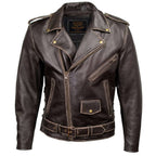Milwaukee Leather Men's Live to Ride Classic Retro Brown Premium Leather CE Armored Motorcycle Jacket - Side Lace - LKM1707