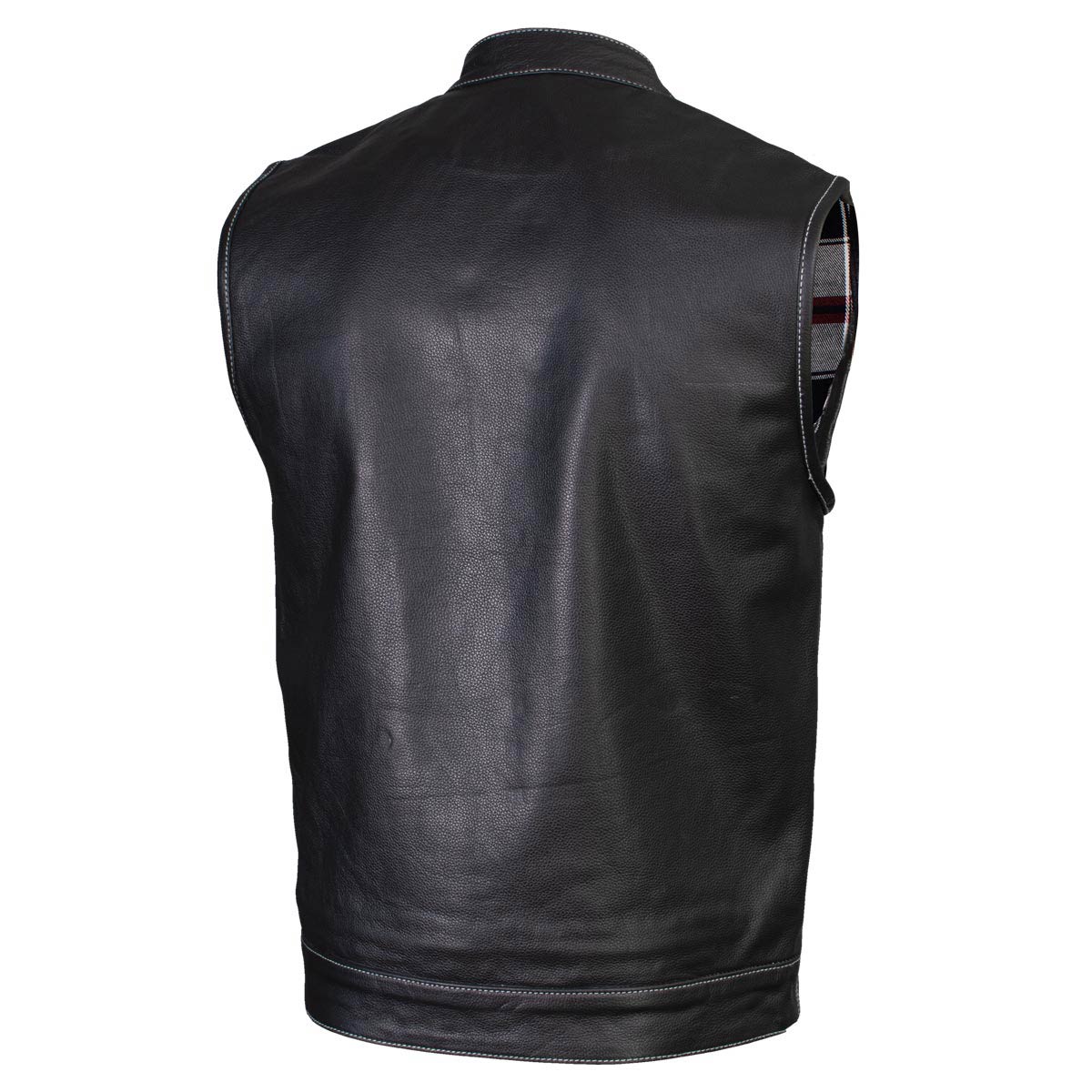Milwaukee Leather LKM3783 Men's Classic Black Leather Motorcycle Vest with Inside Flannel Liner