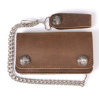 Milwaukee Leather Men's Genuine Leather Bi-Fold Biker Wallets w/ Anti-Theft Stainless Steel Chain