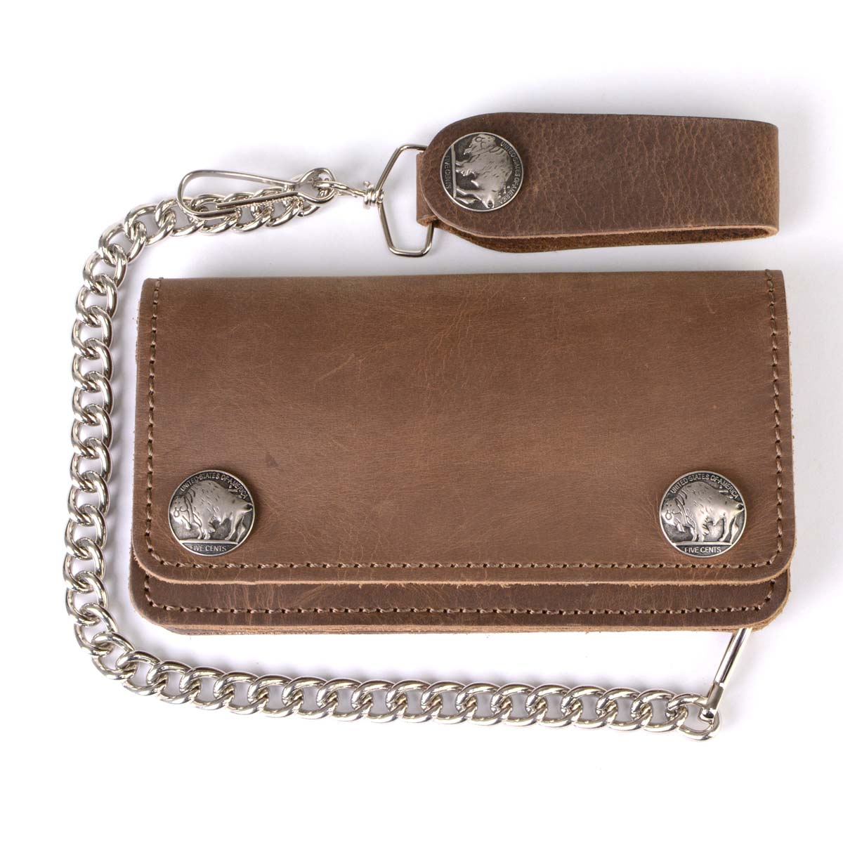 Milwaukee Leather Men's Genuine Leather Bi-Fold Biker Wallets w/ Anti-Theft Stainless Steel Chain