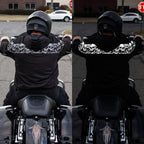 Milwaukee Leather Men's Bare Bones Black Reflective Skull CE Armored Riding Hoodie, Shoulder & Elbow Armor - MPM1798