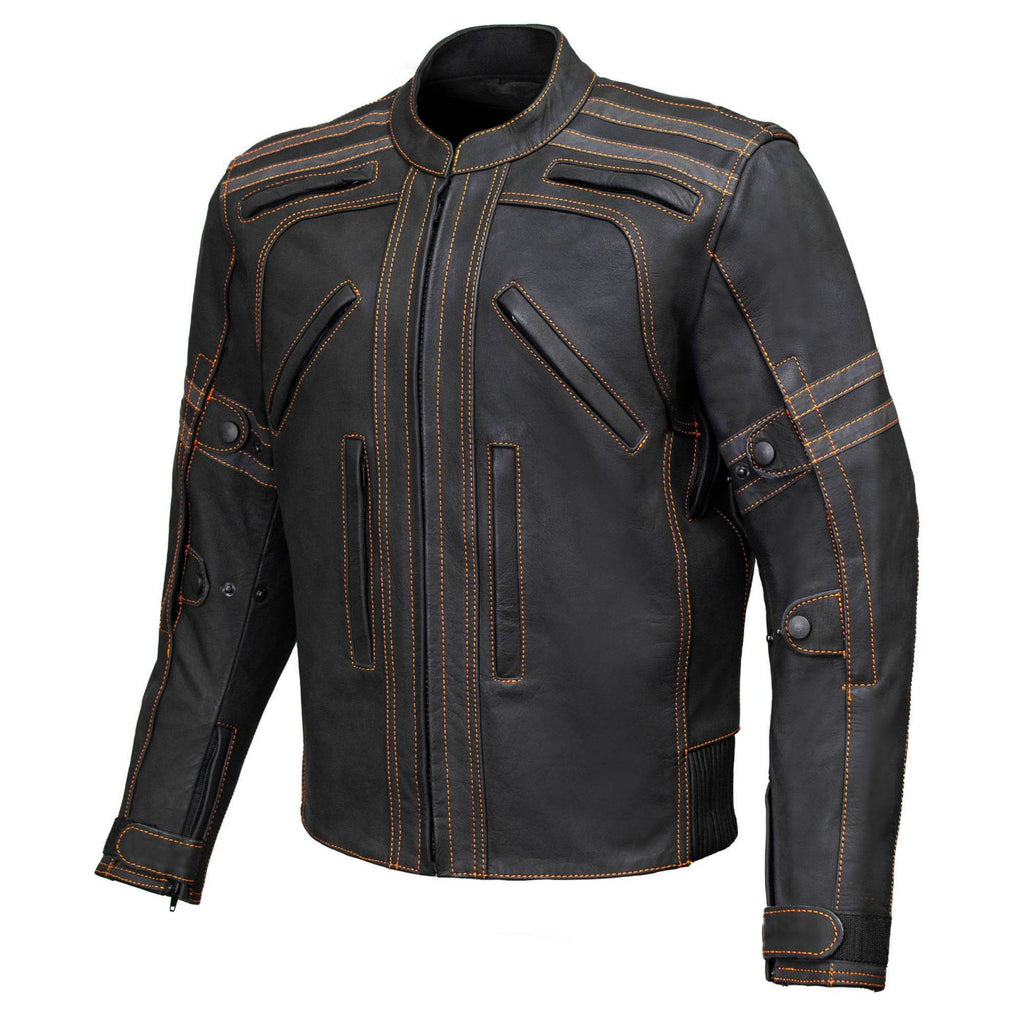 Milwaukee Leather Men's Matte Black Street CE Armored Motorcycle Vented Jacket - Reflective - LKM17012