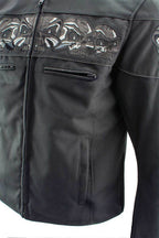 Milwaukee Leather Men's Vengeance Black Armored Textile Motorcycle Jacket with Skull Embroidery - MPM17019