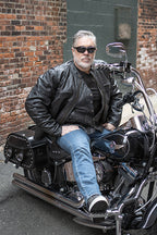 Milwaukee Leather MBM9003WP Men's Grey Leather and Canvas Reinforced Street Riding Waterproof Shoes with Ankle Support