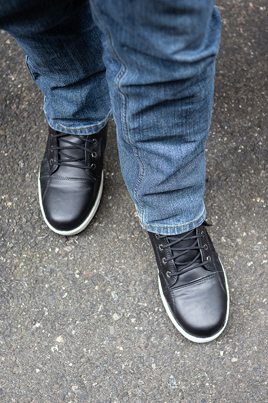 Milwaukee Leather MBM9004WP Men's Waterproof Black Leather Motorcycle Reinforced Street Riding Shoes w/Ankle Support
