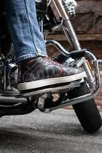 Milwaukee Leather MBM9103 Men's Vintage Leather Brown w/ Red Laces High-Top Reinforced Street Riding Casual Shoes