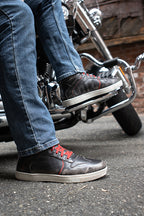 Milwaukee Leather MBM9103 Men's Vintage Leather Brown w/ Red Laces High-Top Reinforced Street Riding Casual Shoes