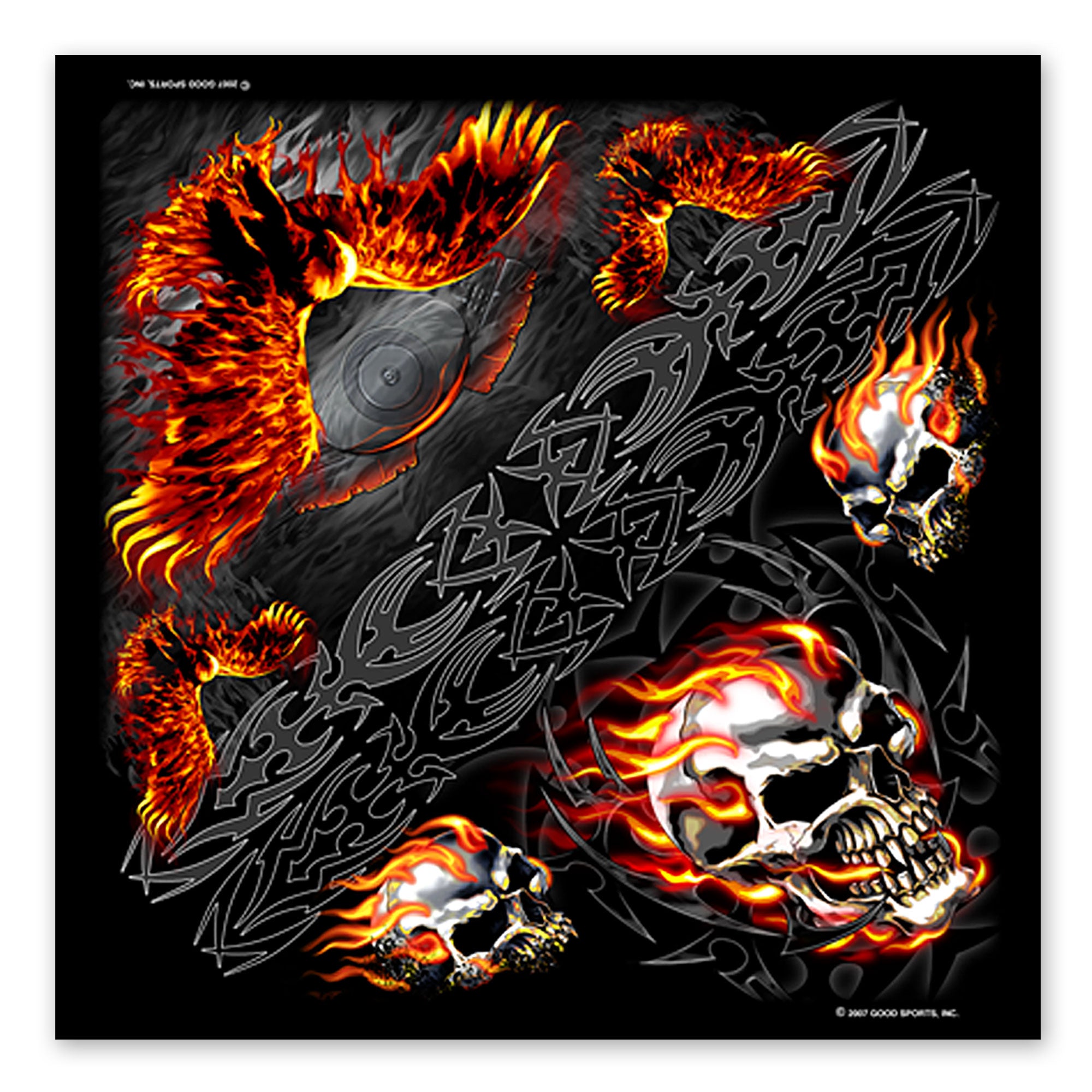 Hot Leathers BAB1014 Burning Skull and Eagle Bandana
