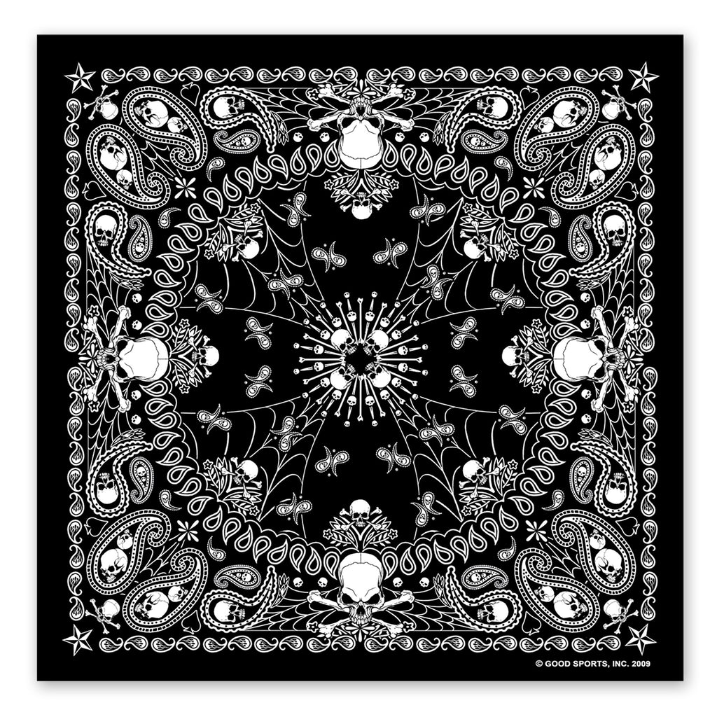 Hot Leathers BAB1039 Black Paisley Skull Bandana