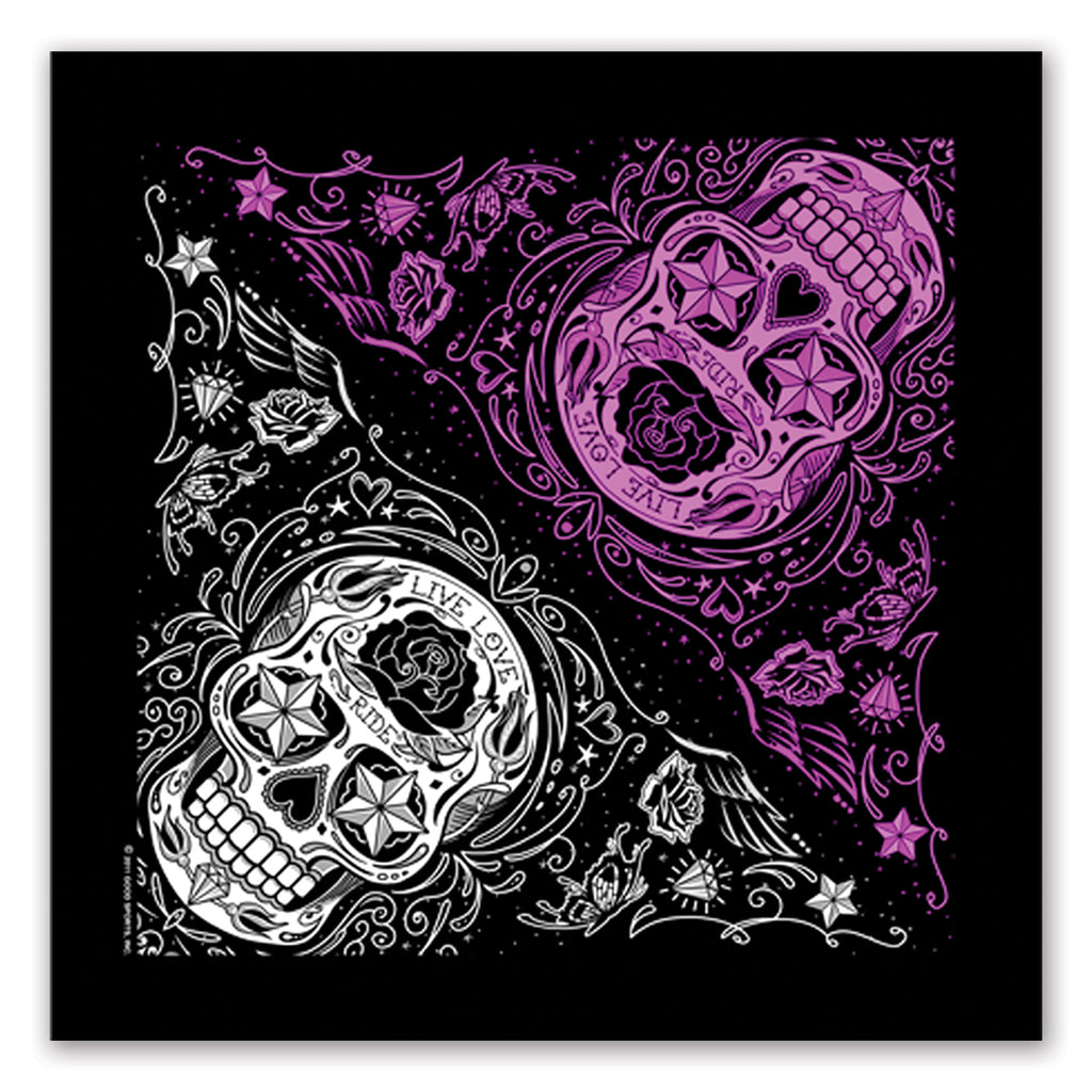 Hot Leathers BAB1059 Sugar Skull Bandana 21x21