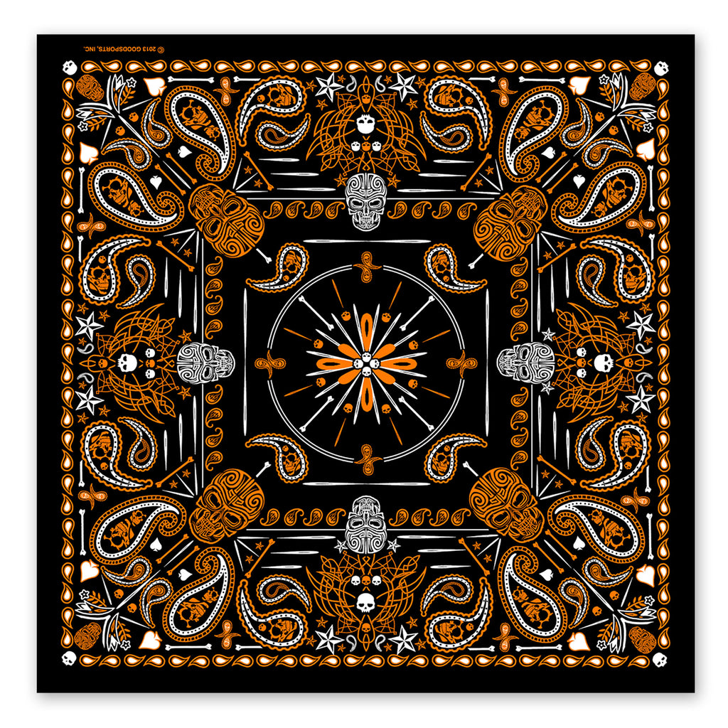Hot Leathers BAB1069 Orange Paisley Skulls Bandana