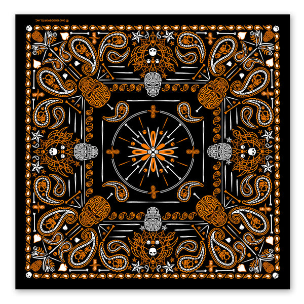 Hot Leathers BAB1069 Orange Paisley Skulls Bandana