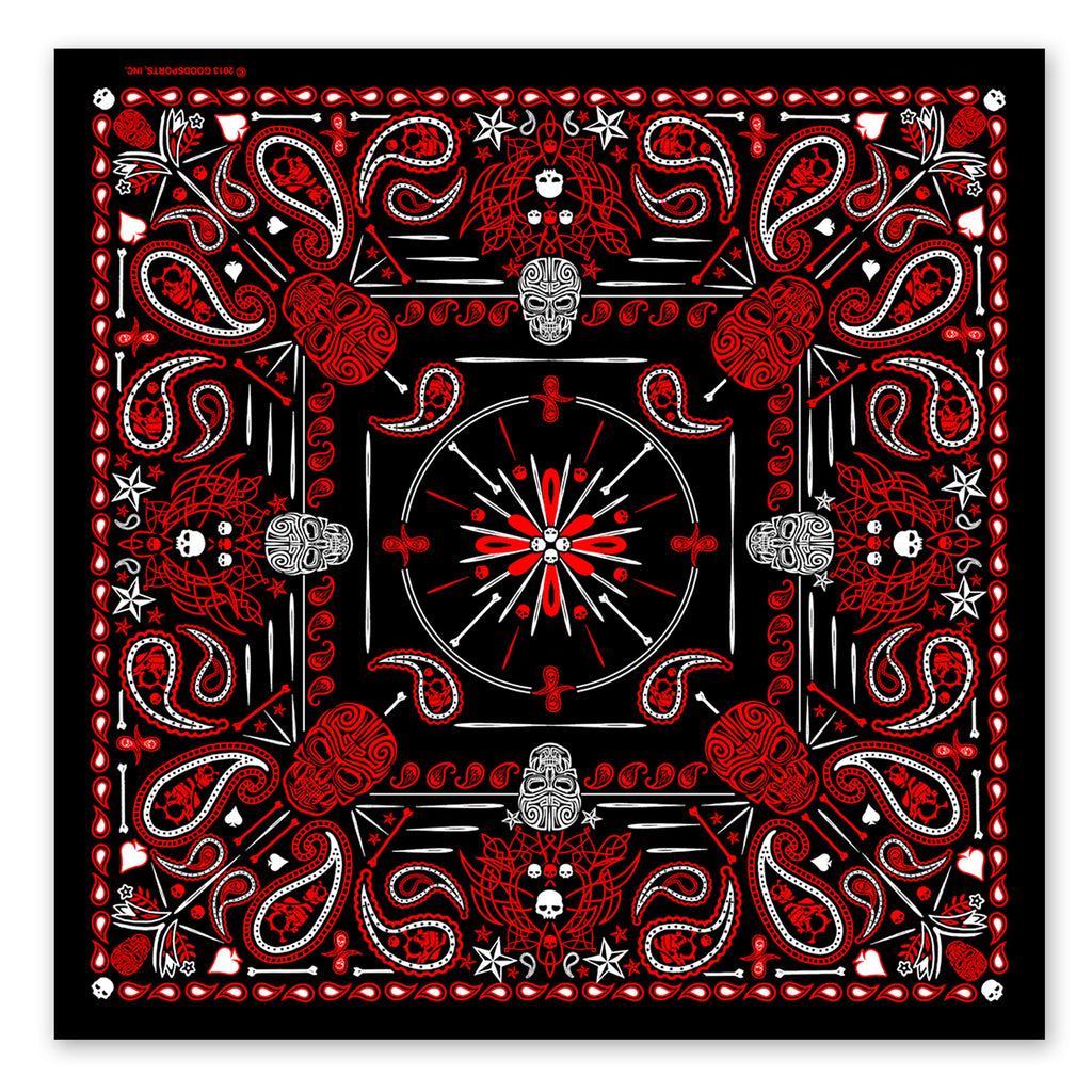 Hot Leathers BAB1070 Red Paisley Skulls Bandana