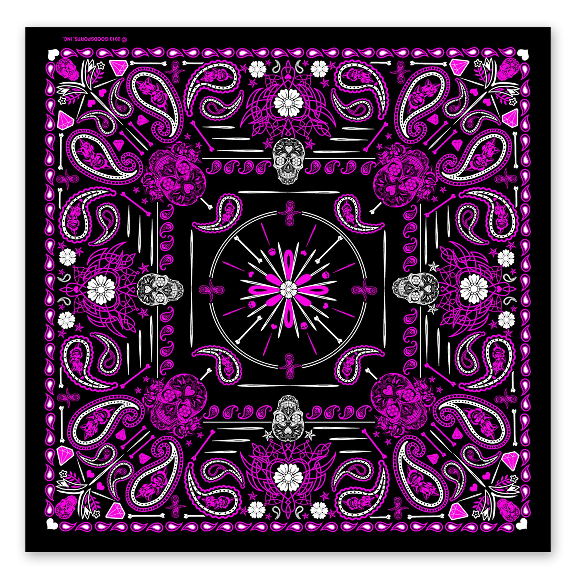 Hot Leathers BAB1071 Ladies Pink Paisley Skulls Bandana