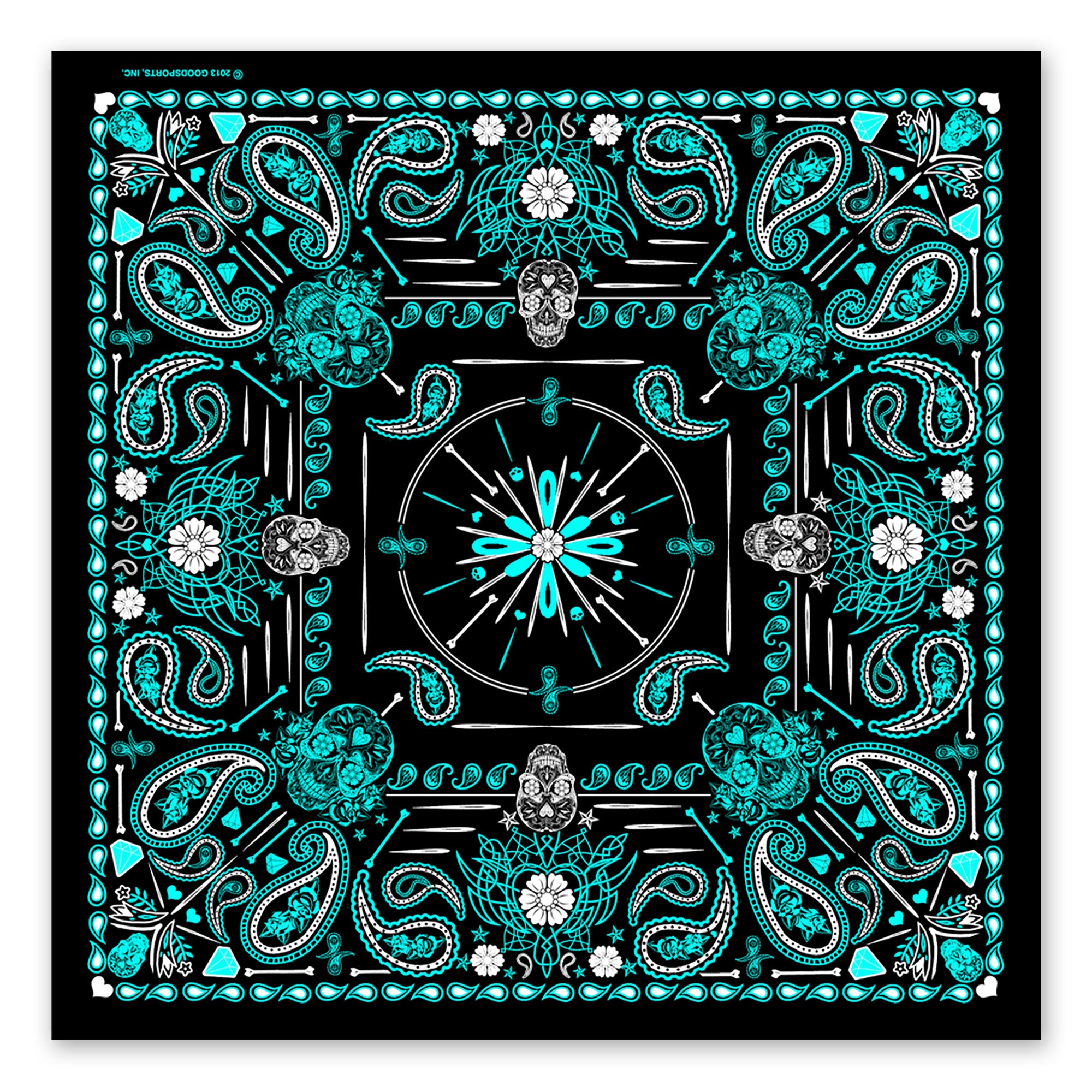Hot Leathers BAB1072 Ladies Blue Paisley Skulls Bandana