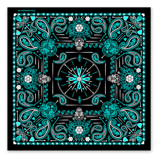 Hot Leathers BAB1072 Ladies Blue Paisley Skulls Bandana