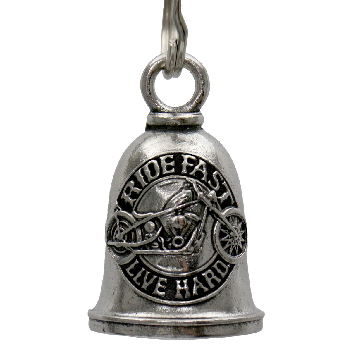 Hot Leathers Ride Fast Live Hard Motorcycle Bell - Silver - 1"X1.5" - BED2076