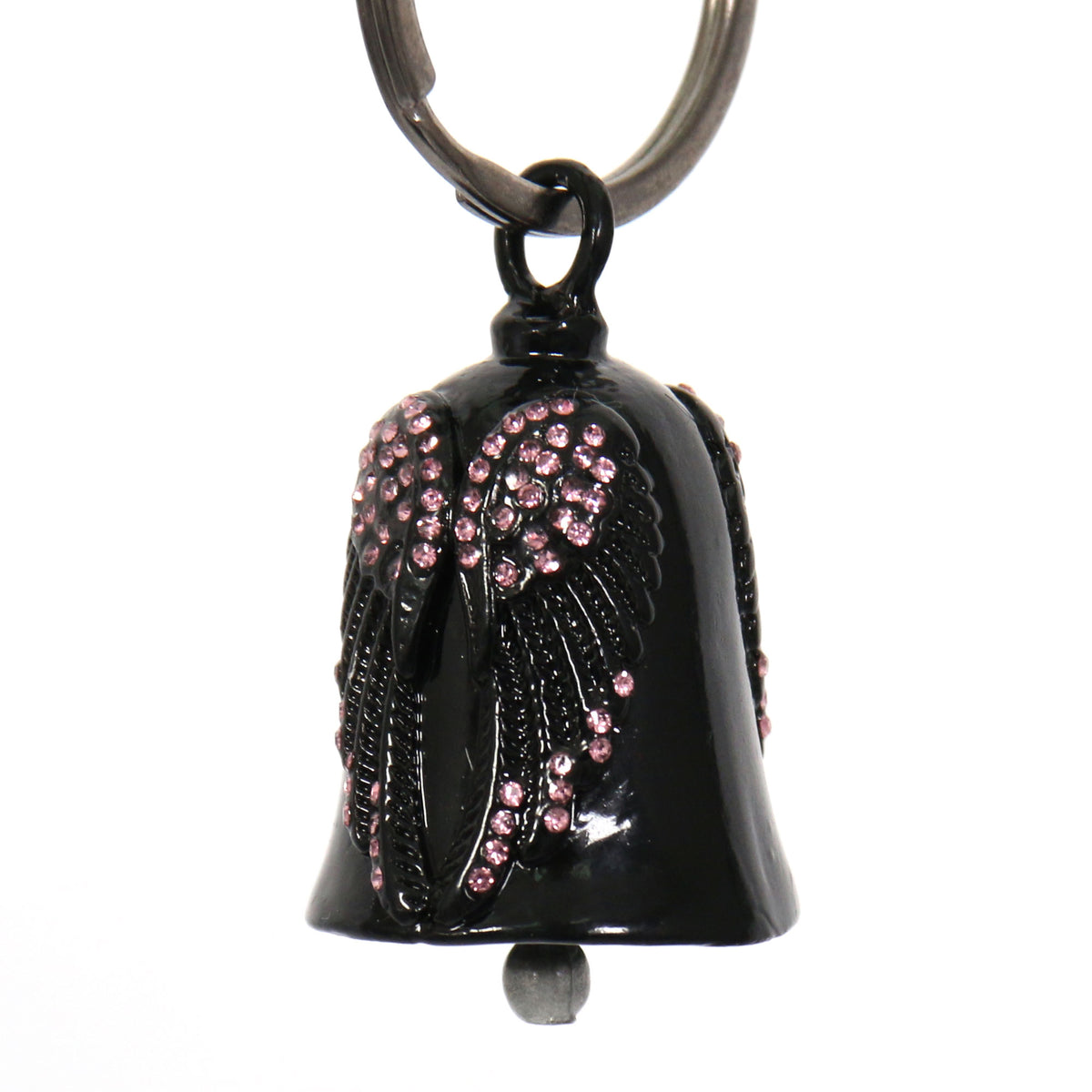 Hot Leathers Angel Wings Pink Stones Bell BEM1028