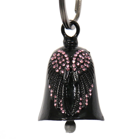 Hot Leathers Angel Wings Pink Stones Bell BEM1028