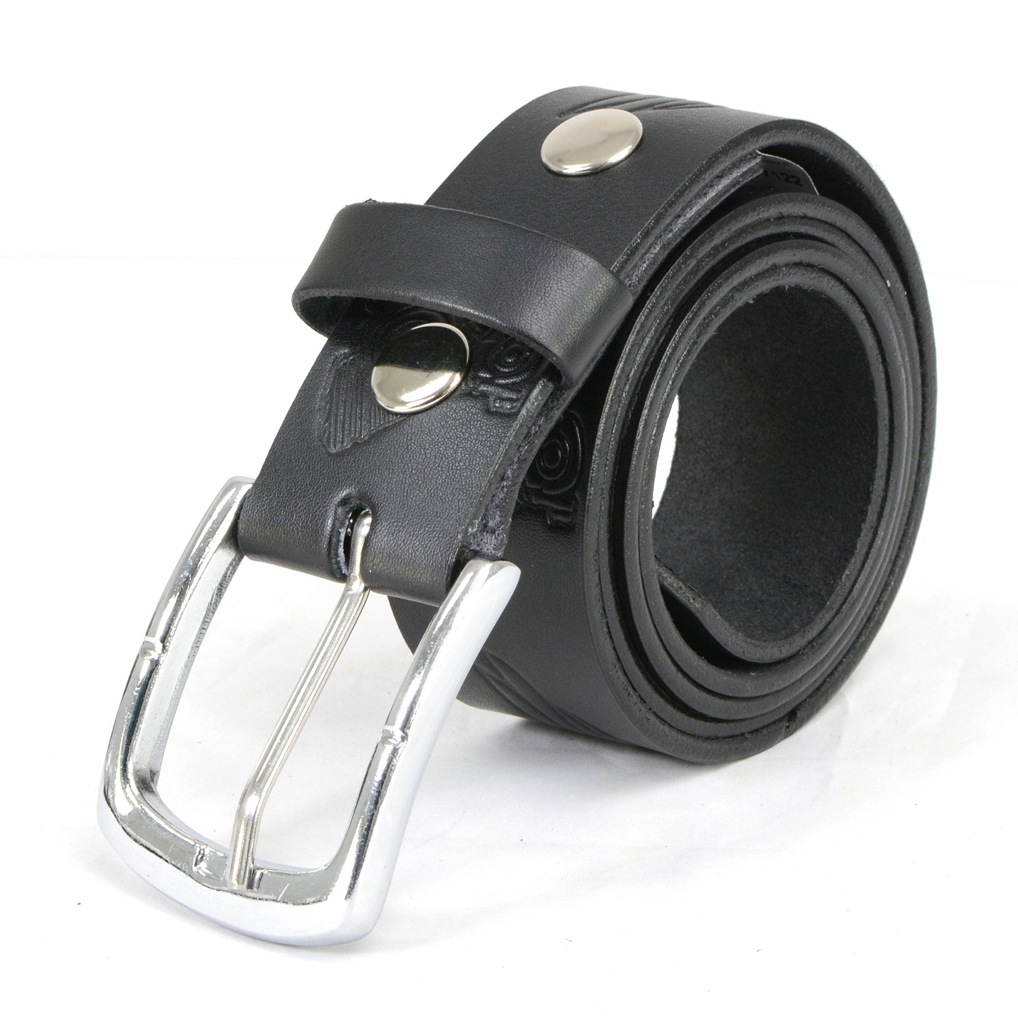 Hot Leathers Wings and Motors Embossed Heavy Black Leather Belt BLA1126