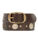 Hot Leathers BLA1134 Cross Medallion Brown Belt
