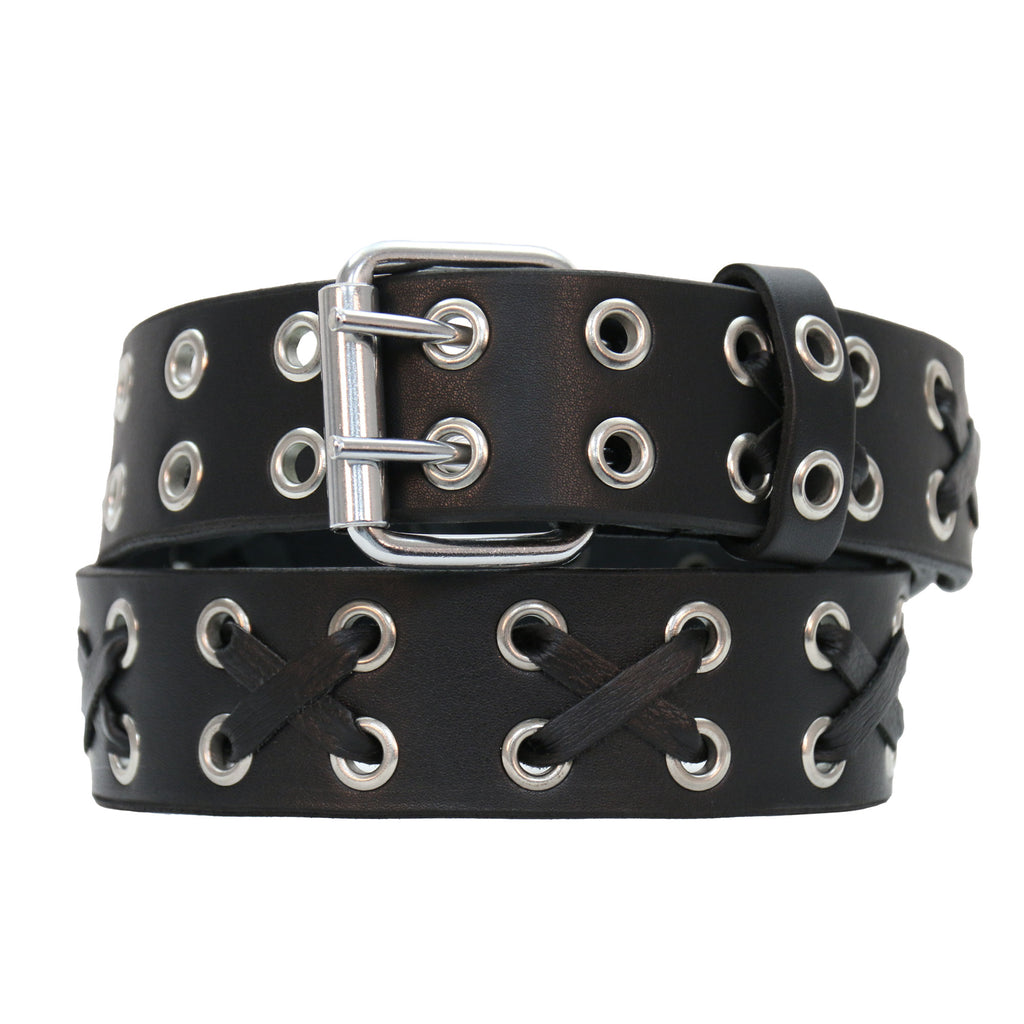 Hot Leathers BLA1145 Leather Belt with Grommets and leather Lacing in X Pattern