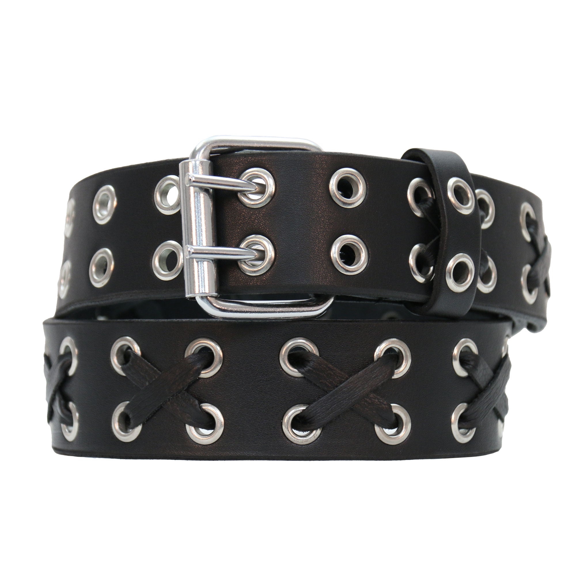 Hot Leathers BLA1145 Leather Belt with Grommets and leather Lacing in X Pattern