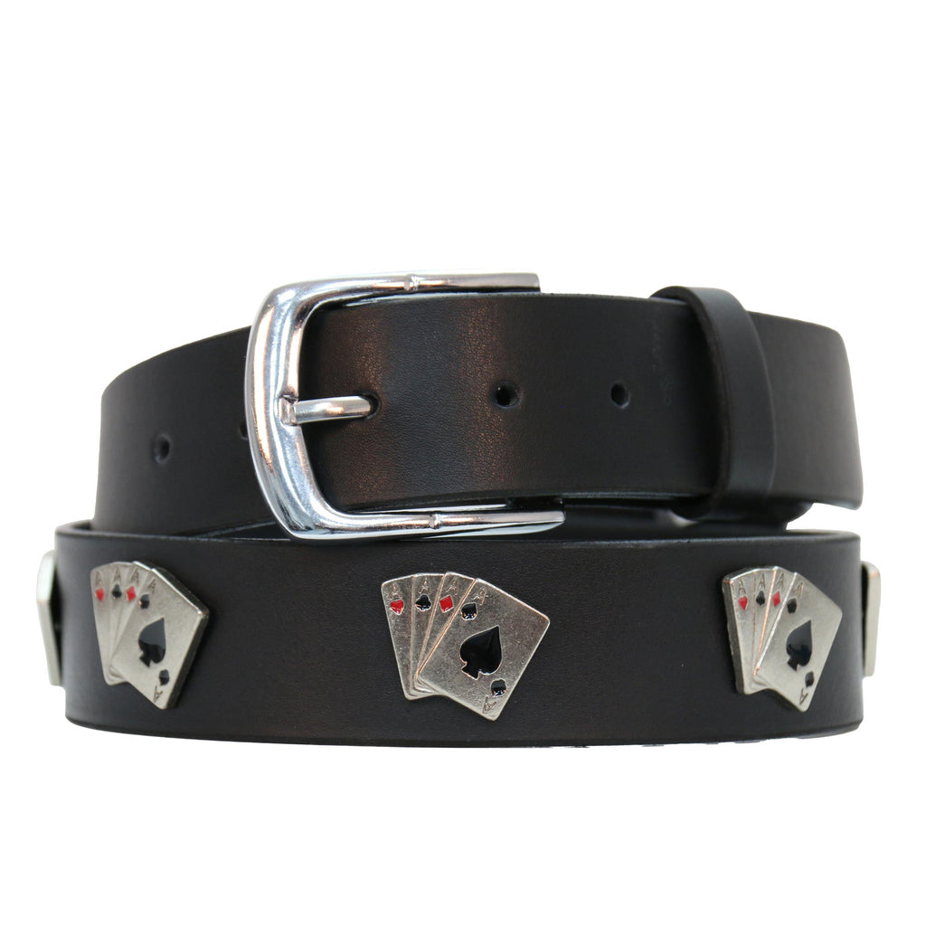 Hot Leathers BLA1147 Leather Belt with Ace Mediallions