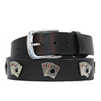 Hot Leathers BLA1147 Leather Belt with Ace Mediallions