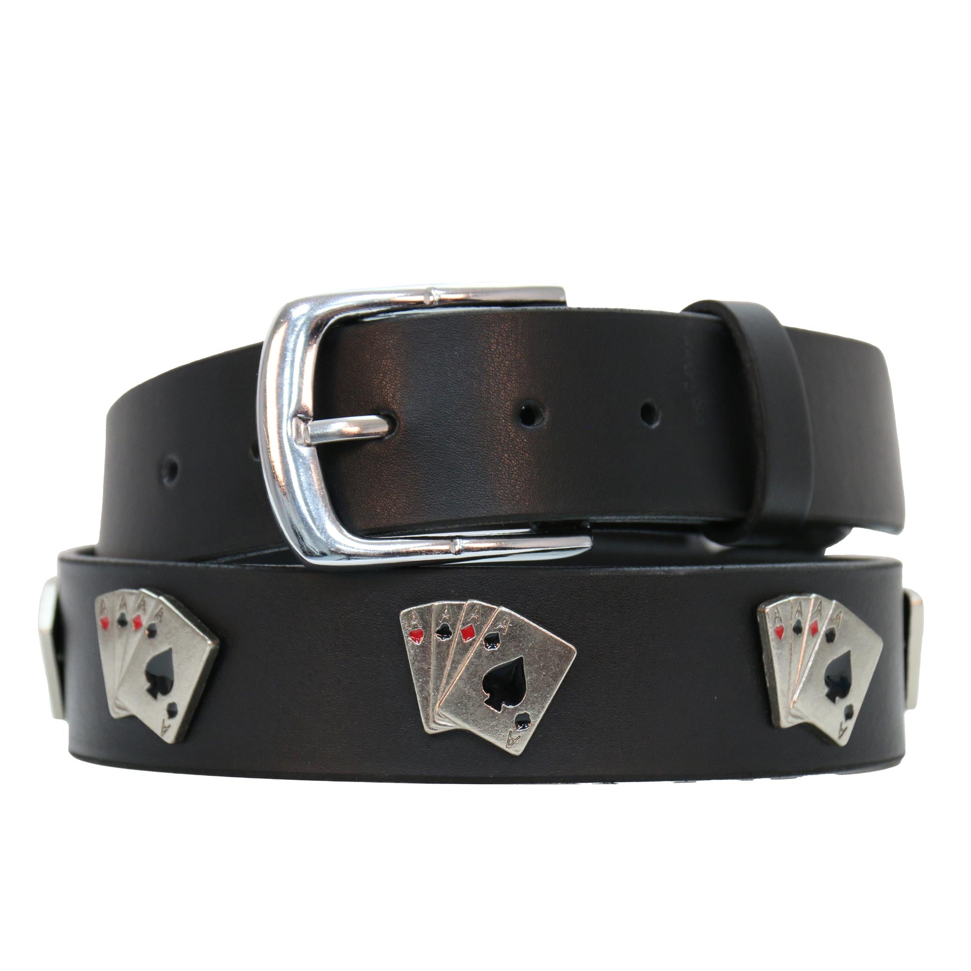 Hot Leathers BLA1147 Leather Belt with Ace Mediallions