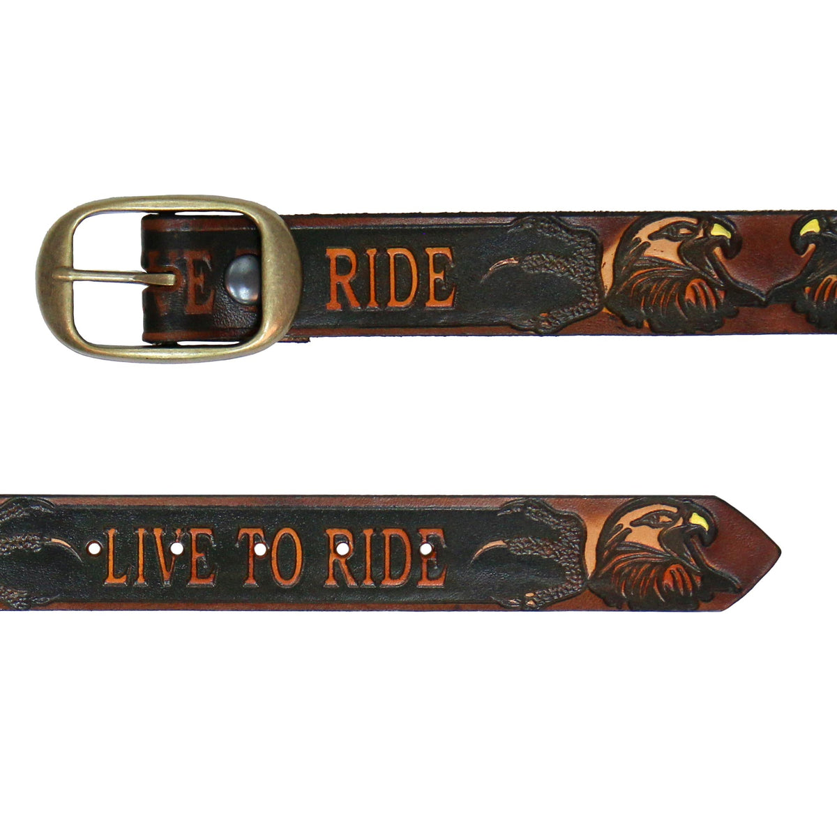 Hot Leathers Live To Ride Embossed Brown Leather Belt BLE1005