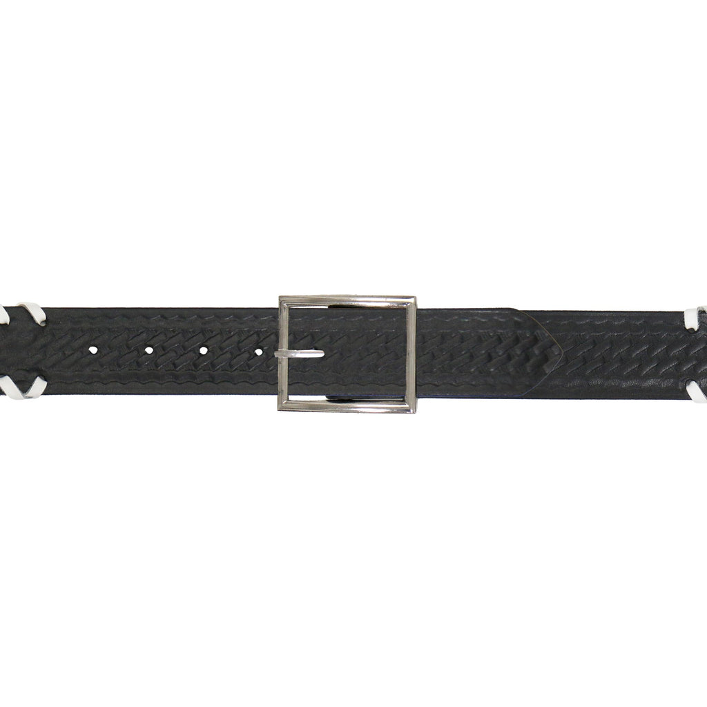 Hot Leathers BLE1036 Embossed Basket Weave Pattern with White Side Stitching Belt