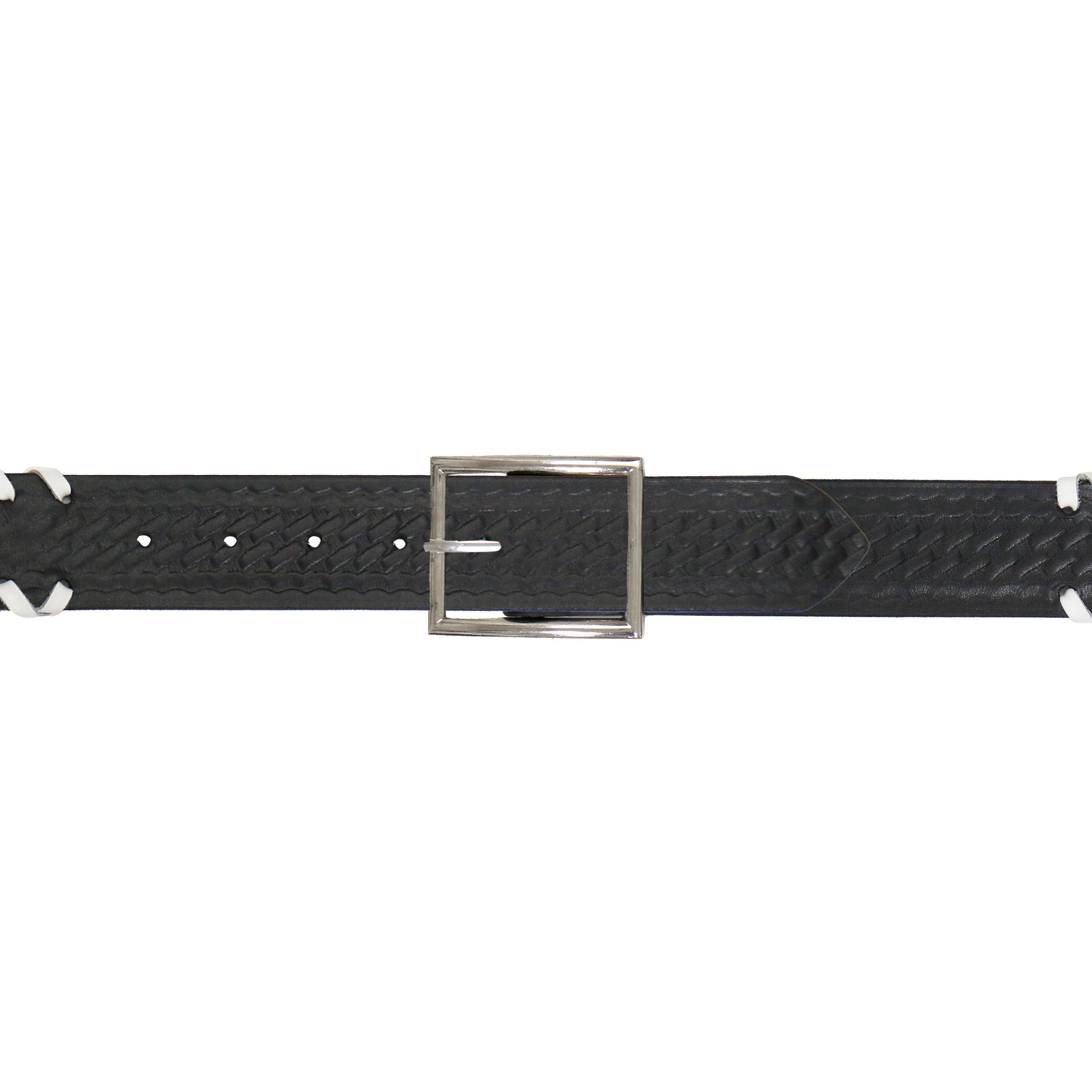 Hot Leathers BLE1036 Embossed Basket Weave Pattern with White Side Stitching Belt