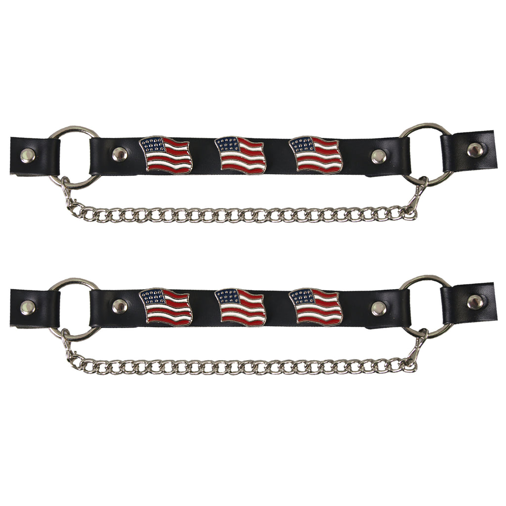 Hot Leathers Boot Chains Set USA Flag