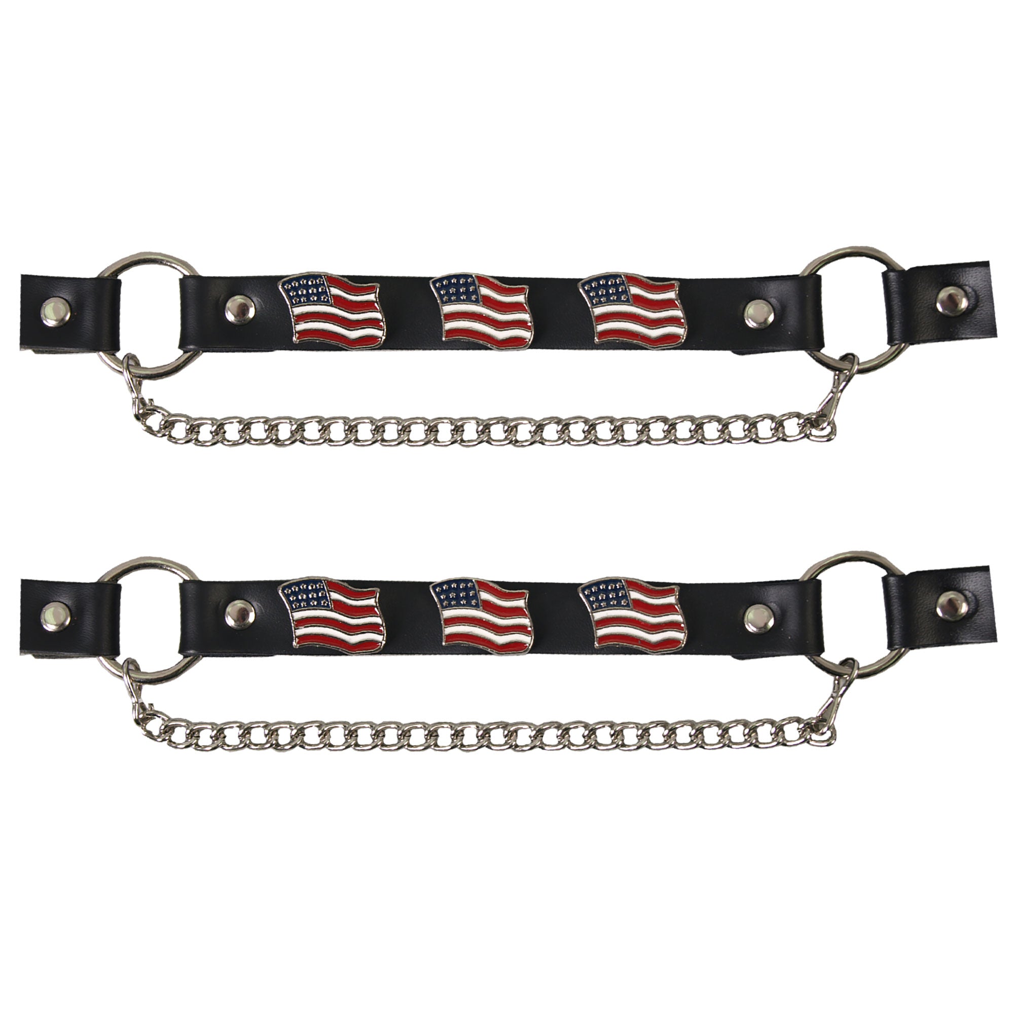 Hot Leathers Boot Chains Set USA Flag