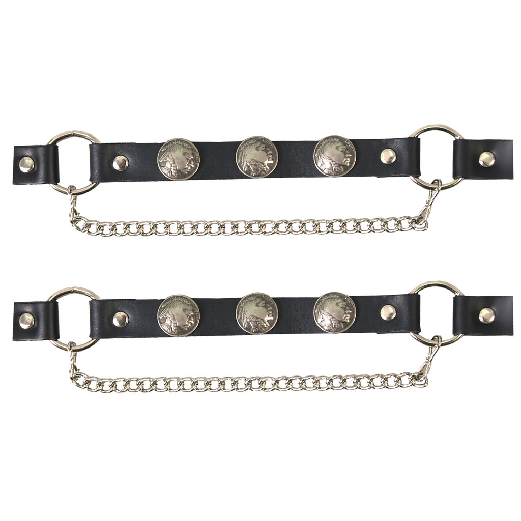 Hot Leathers Boot Chains Set BNL1005 Indian Head Nickle