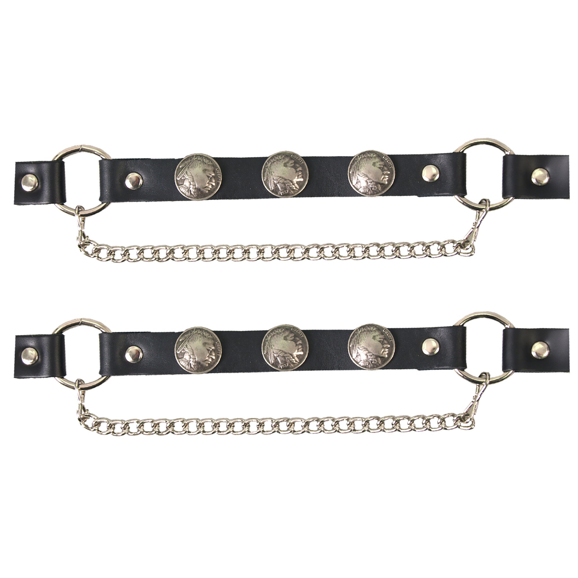 Hot Leathers Boot Chains Set BNL1005 Indian Head Nickle