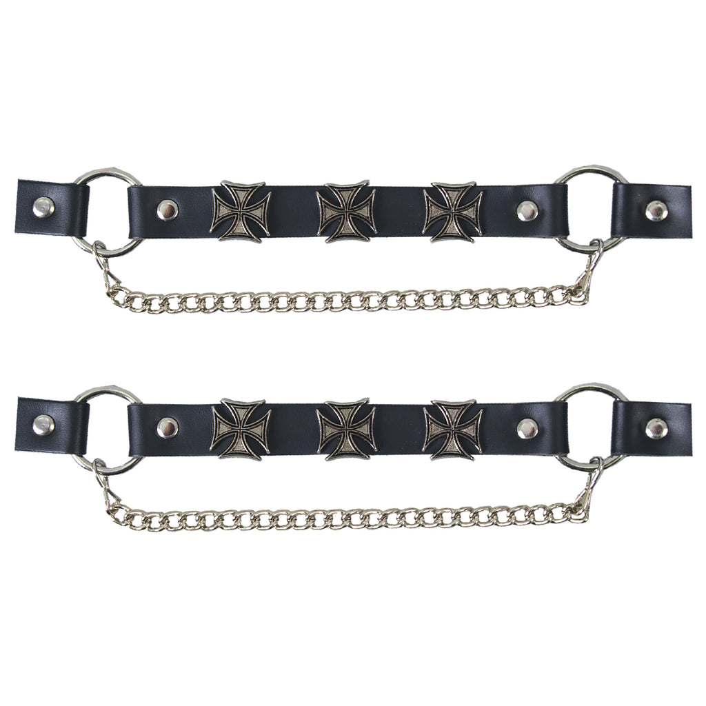 Hot Leathers Boot Chains Set Iron Cross BNL1013-SET
