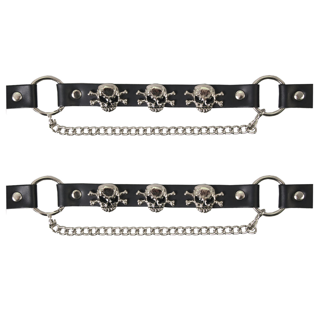 Hot Leathers Boot Chains Set Skull & Bones BNL1017-SET