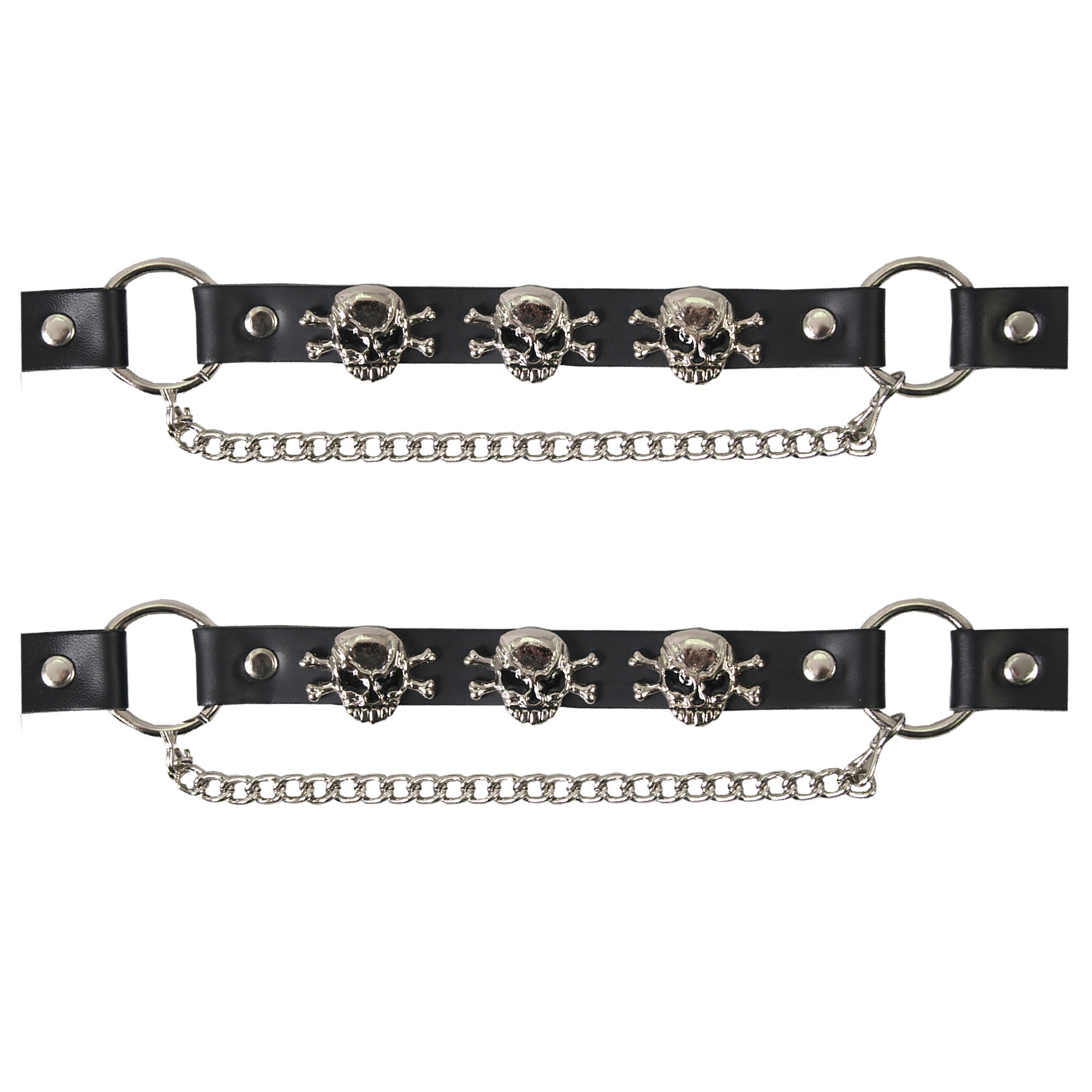 Hot Leathers Boot Chains Set Skull & Bones BNL1017-SET