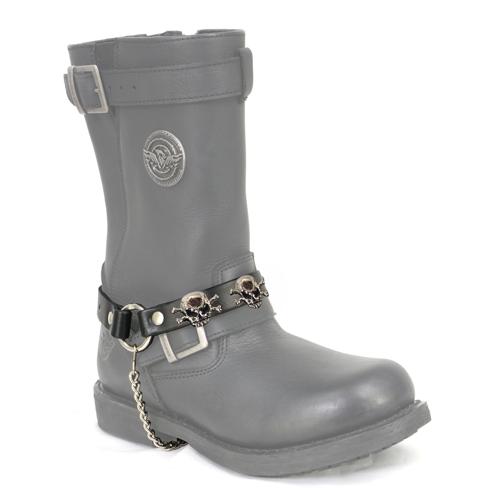 Hot Leathers Boot Chains Set Skull & Bones BNL1017-SET