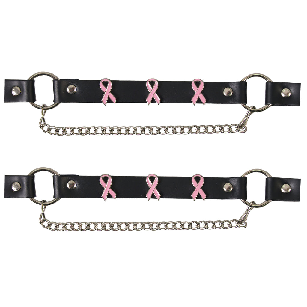 Hot Leathers Boot Chains Set BNL1018 with pink ribbon