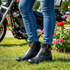 Hot Leathers Ladies Black 6-inch Double Zip Cap Toe Leather Boots BTL1002