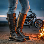 Hot Leathers BTL1005 Ladies 14-inch Black Knee-High Leather Boots with Side Zipper Entry