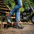 Hot Leathers BTL1008 Ladies Black Wild Roses Zipper Boot