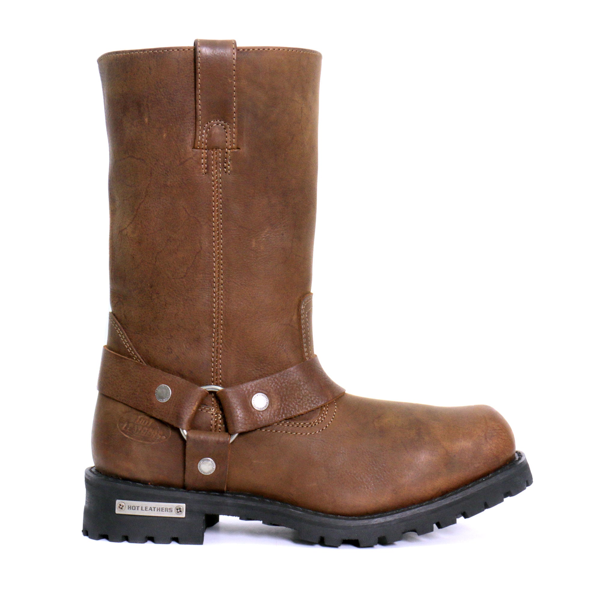 Hot Leathers Mens Wide Boots Leather 11-inch Harness Design BTM1001W