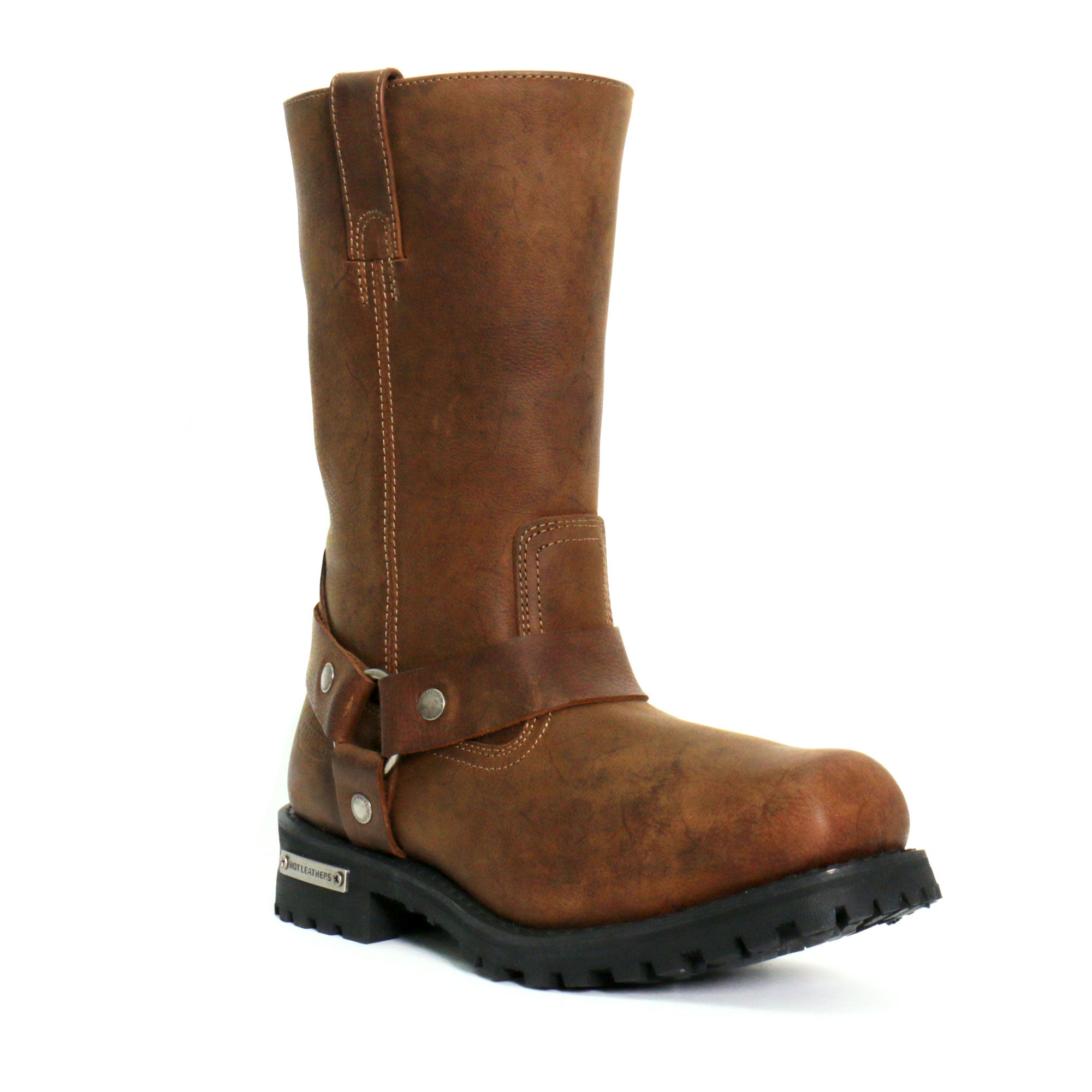 Hot Leathers Mens Wide Boots Leather 11-inch Harness Design BTM1001W